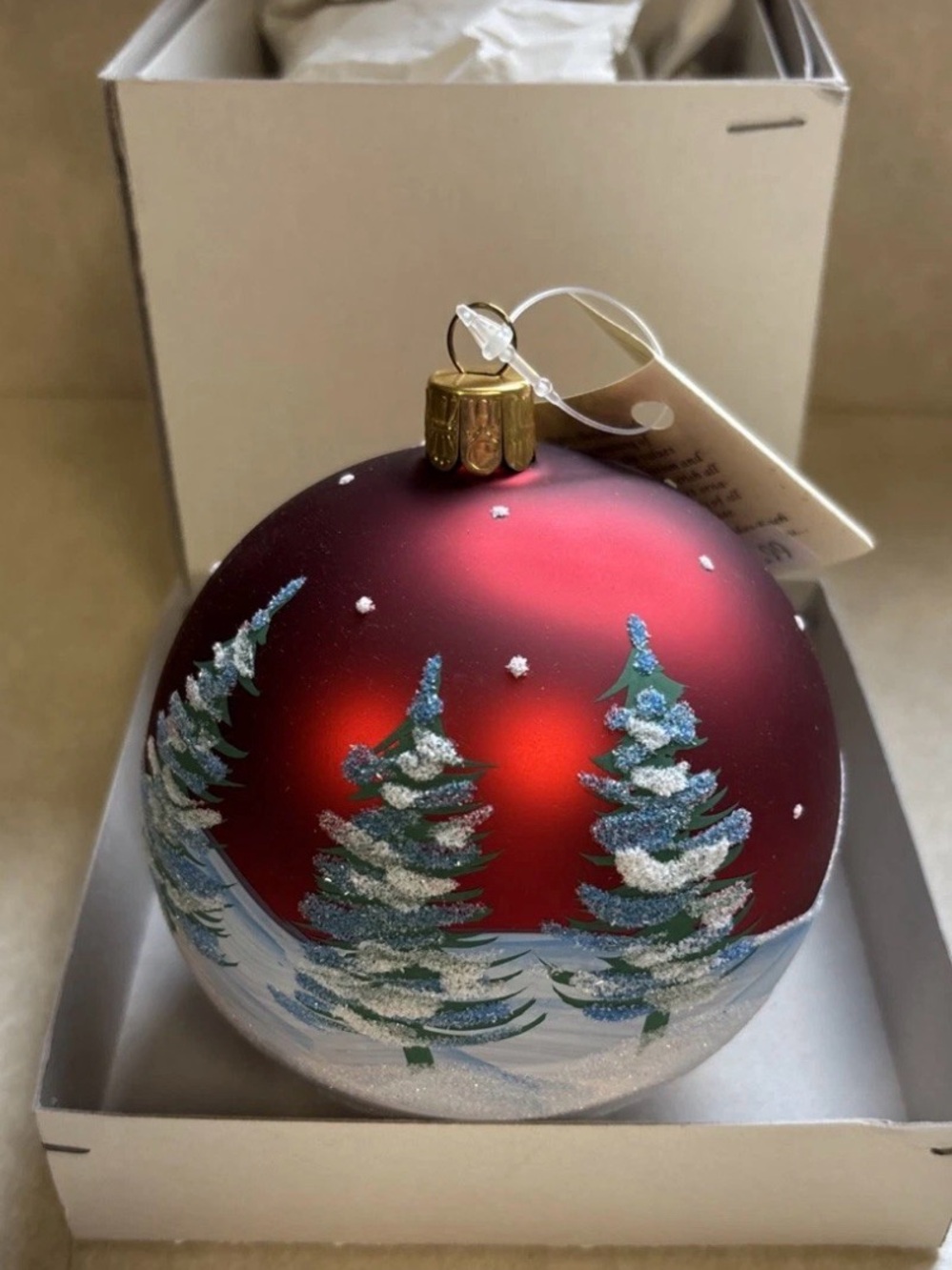 New 2008 Christina's World Glass Hand painted Christmas Trees Winter Ornament